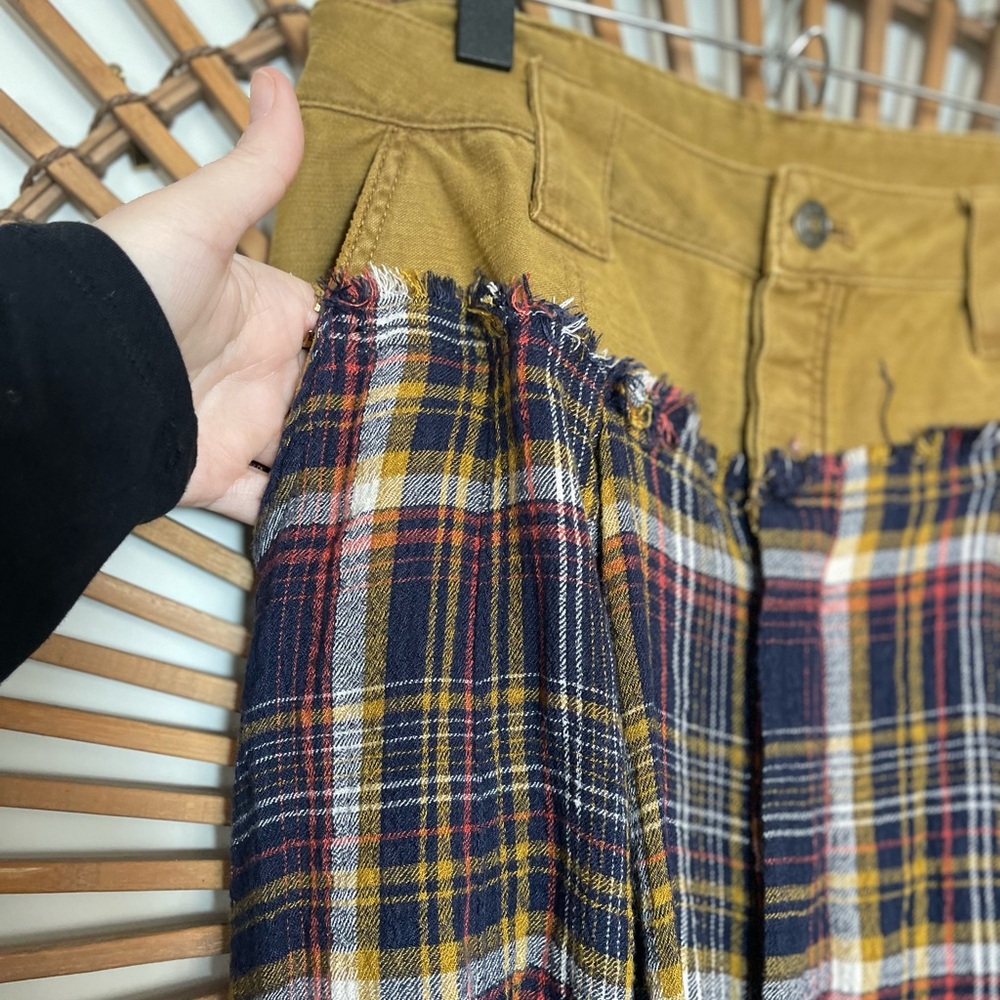 Free People Womenās Avril Plaid Skirt Navy/ Olive Mixed Media Boho Grunge 6 - Picture 6 of 13